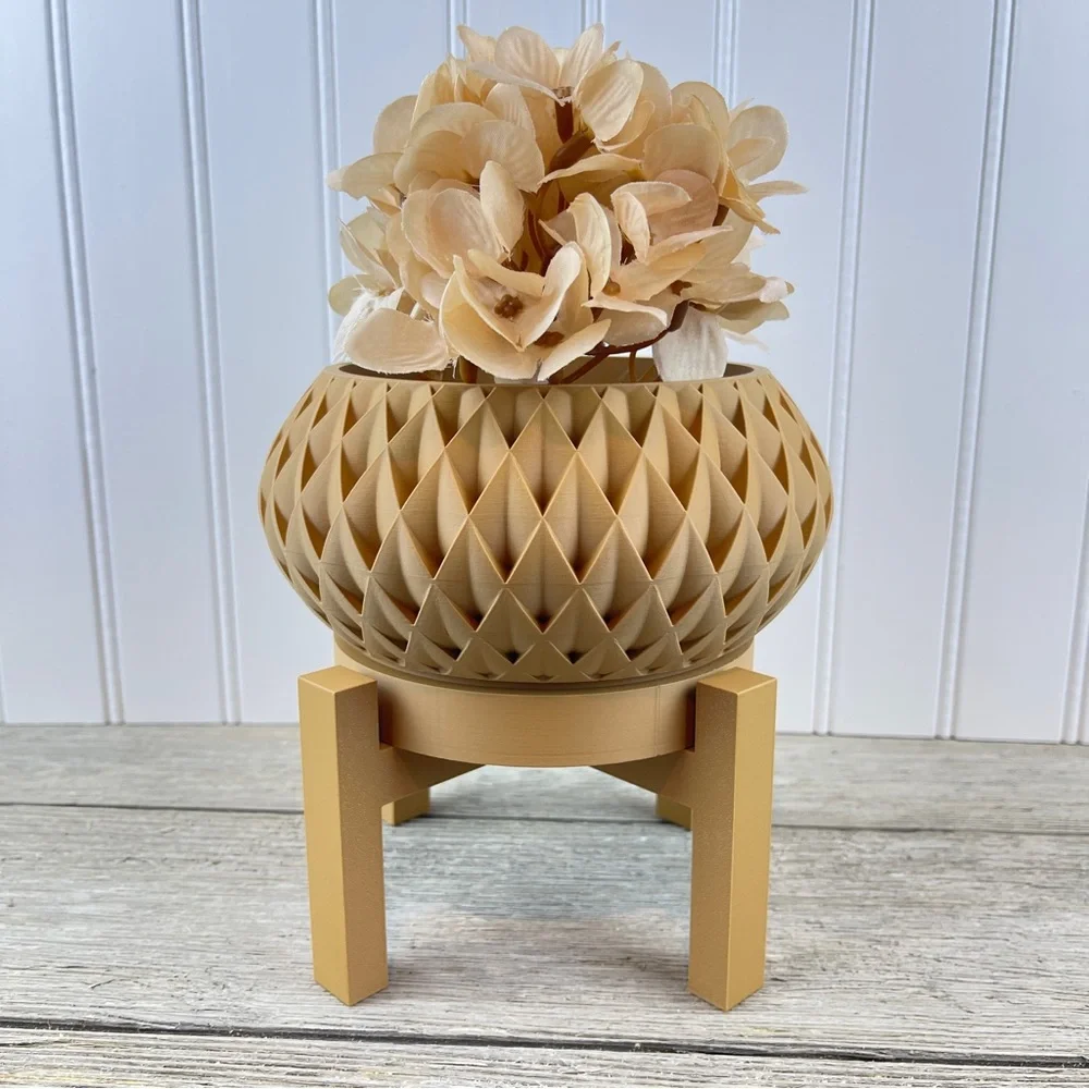 Indoor Flower Pot, The Cinor Planter Pot w/ Drainage Hole & Drip Tray - Picture 2 of 9